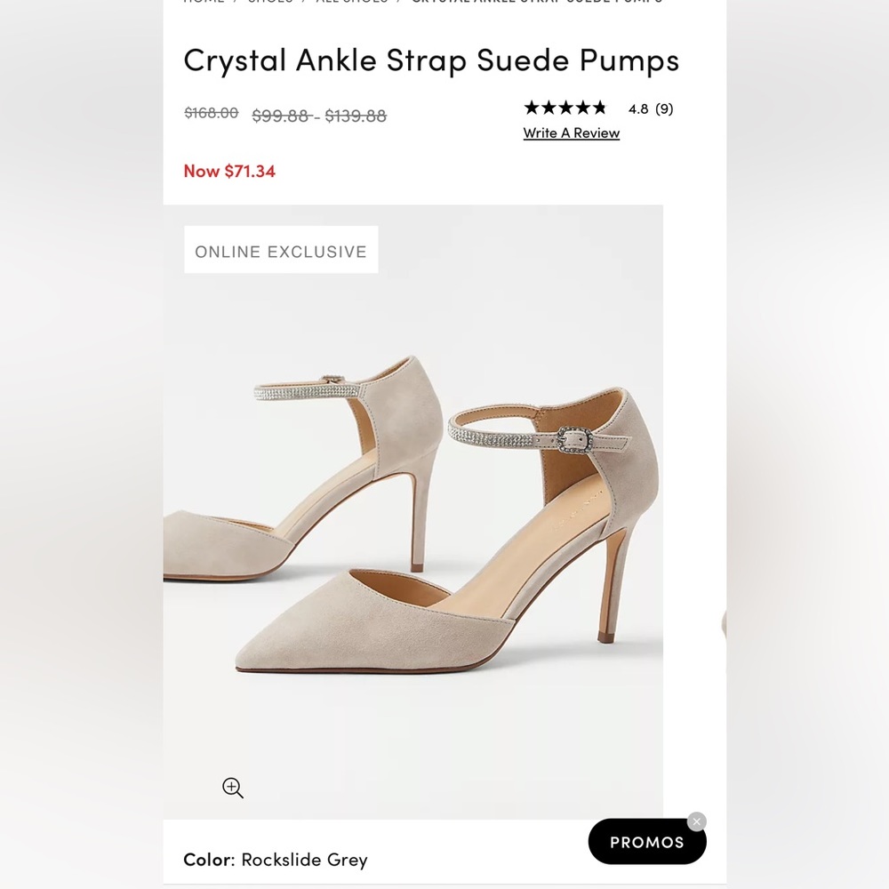 New Ann Taylor Crystal Ankle Strap Suede Pumps